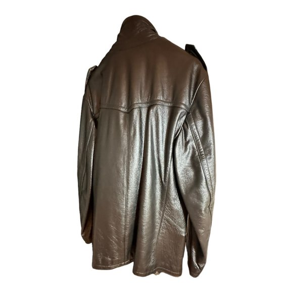 DOLCE & GABBANA MEN'S BLACK LEATHER PEACOAT JACKET / SZ 46 (LARGE) - Picture 15 of 15